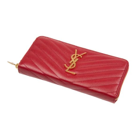 RARE! Saint Laurent YSL Monogram Grain de Poudre Zip-Around